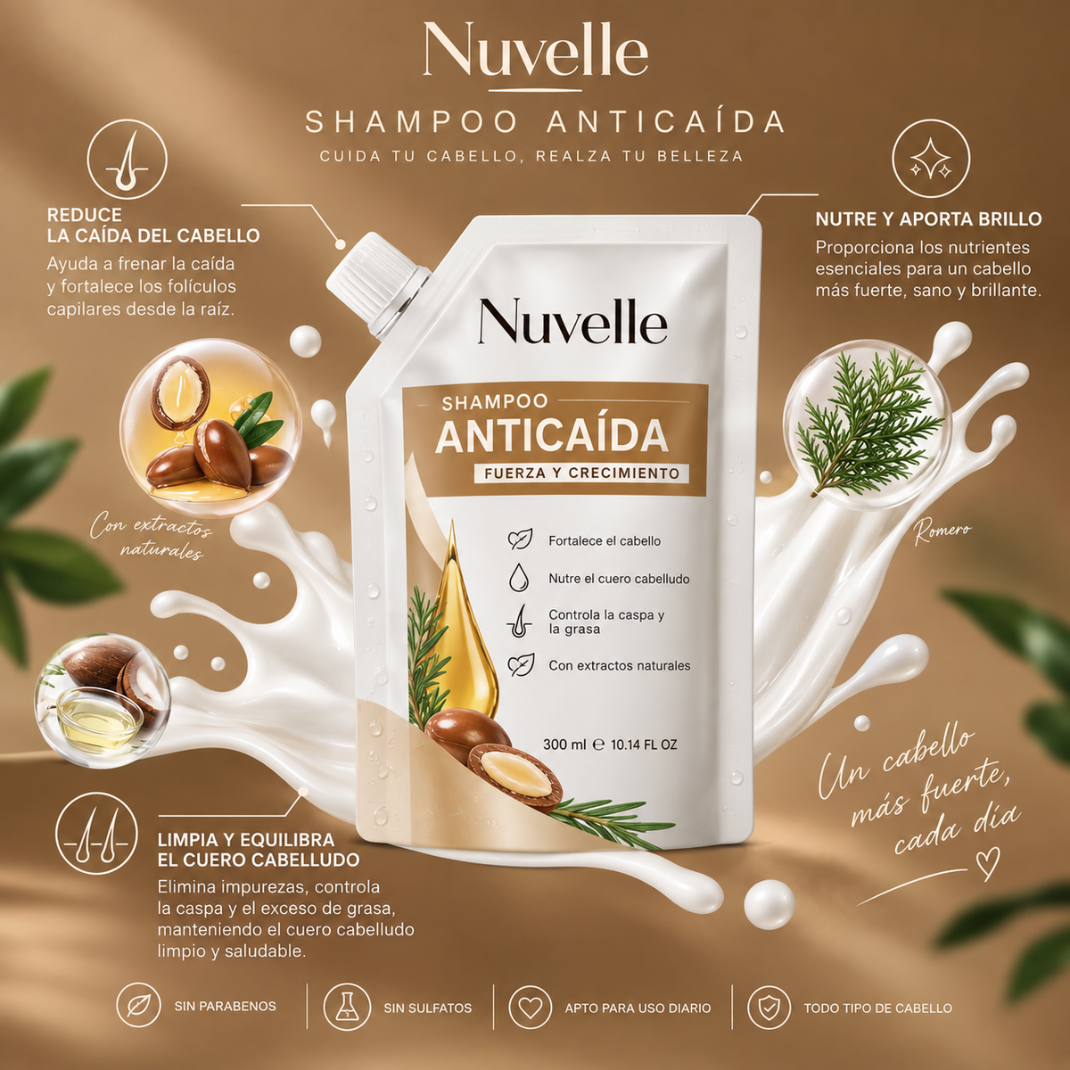 Nuvelle Shampoo para Caída del Cabello