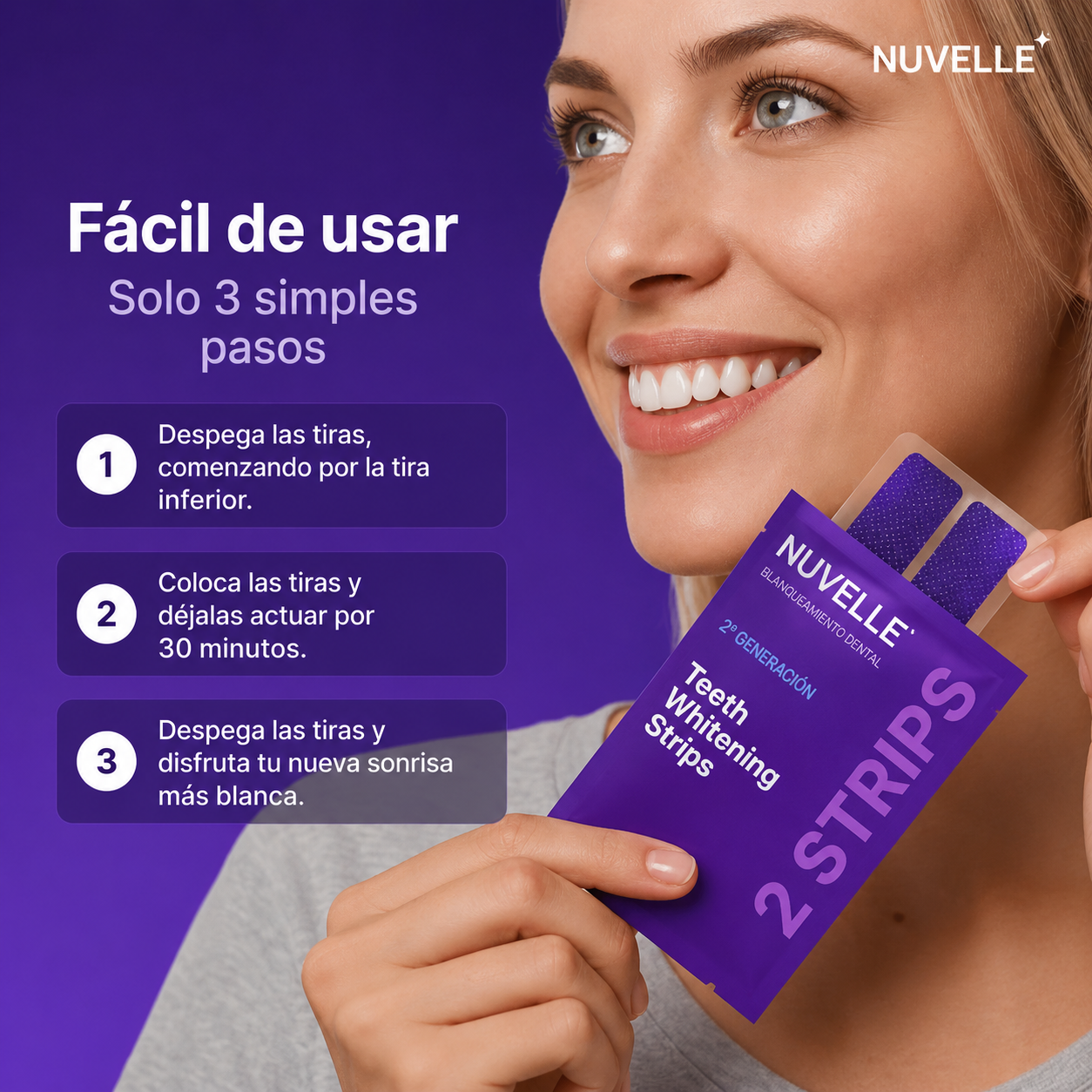 Tiras Blanqueadoras Nuvelle | Sonrisa más blanca en 30 min