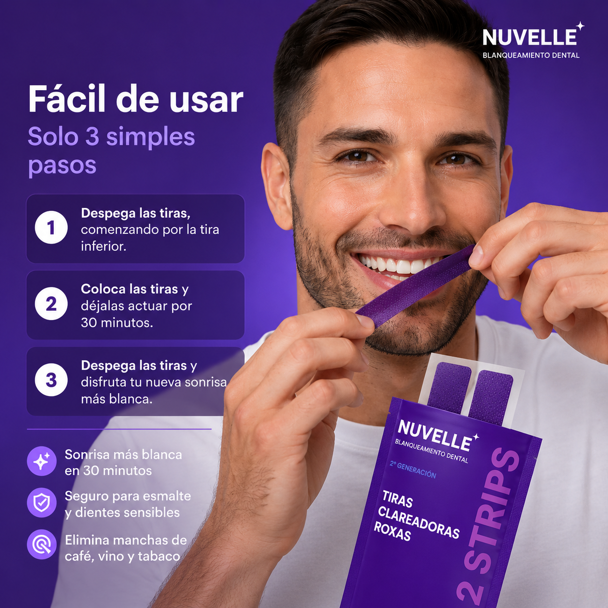 Tiras Blanqueadoras Nuvelle | Sonrisa más blanca en 30 min